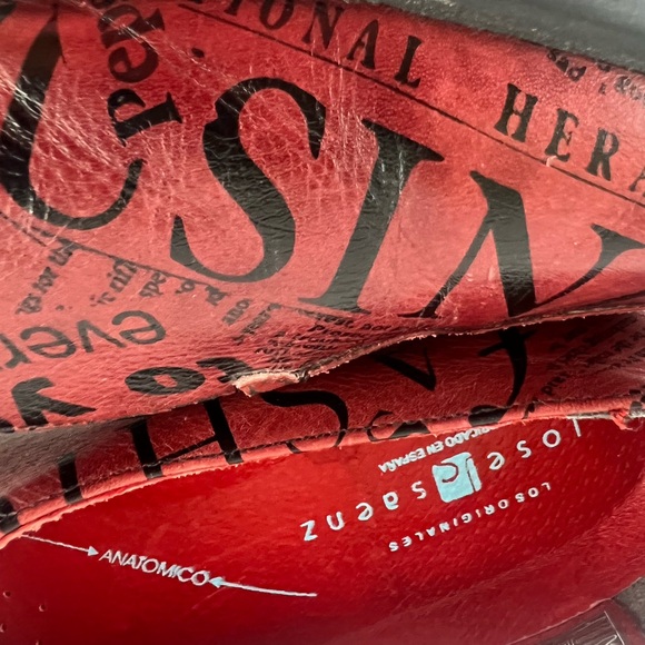 Jose Saenz Vintage Red Print Genuine Leather Women's Flats EUR 41/US 8 - Picture 10 of 12
